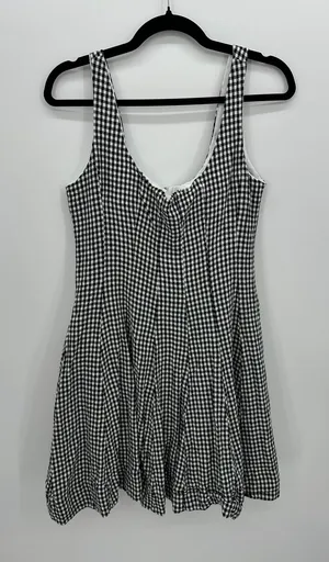 Bailey 44 Gingham Linen Blend Mini Dress Pockets Size 10 Picnic Coquette thumbnail 1