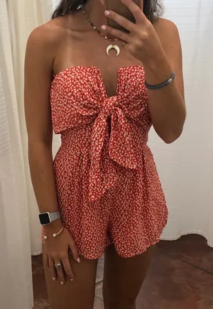 Impeccable Pig Orange and White Romper thumbnail 2