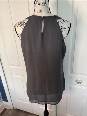 Apt. 9 Gray Sleeveless Pleated Ruffle Halter Blouse thumbnail 4