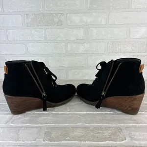 Dr Scholls Ankle Booties Womens 9 M Black Faux Suede Wedge Lace Up Zipper Nelly thumbnail 11