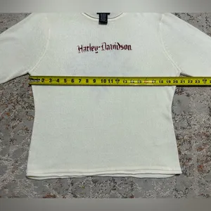 Harley Davidson Sweater cream Scrolled Fleur De Lis Size XL thumbnail 8