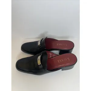 Vintage Lauren Ralph Lauren Black Leather Mule Loafers Heels 8.5B Brazil RLL thumbnail 5