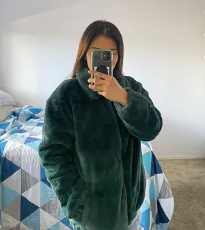Hollister Green Jacket Faux Fur thumbnail 2