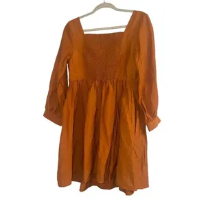 ✨Banana Republic GATHERED-WAIST ORANGE MINI SZ MEDIUM DRESS✨ thumbnail 3