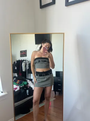 SheIn Army green skirt and top set thumbnail 2