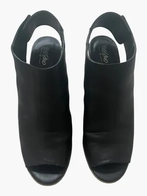 Mossimo Supply Co Black Leather Open Toe Sandal Thick Back Strap with Block Heel Size 10 thumbnail 3