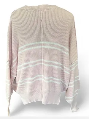 Sincerly Jules Pale Pink & White Striped Crewneck Sweater thumbnail 4