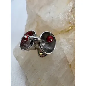 Vintage Sterling Silver Martini Glasses Charm with Red Olive Beads 925 Cocktail thumbnail 5