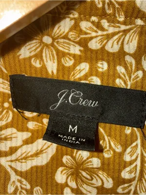 J CREW‎ Yellow Floral Puff-Sleeve Ruffle Peasant Blouse Medium AE263 thumbnail 4