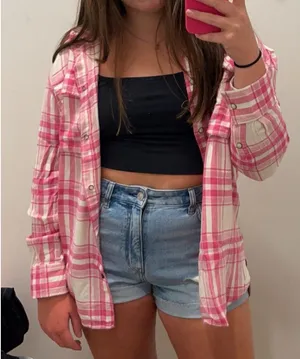 American Eagle Pink Flannel Plaid thumbnail 1