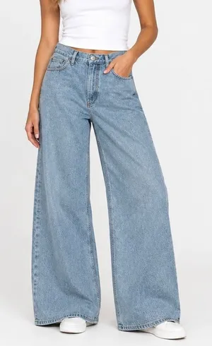 AGOLDE Dame Wide Leg 100% Regenerative Cotton Light Blue Jeans High Rise Size 27 thumbnail 1