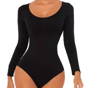 New Women's Black Long Sleeve shapewear Bodysuit xxl thumbnail 1
