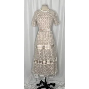 NWT BALTIC BORN Windsor Lace Midi Dress Ivory Nude Feminine Romantic Small thumbnail 2