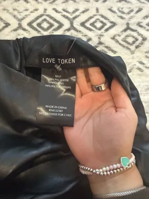 Love token black leather skirt with slit thumbnail 7