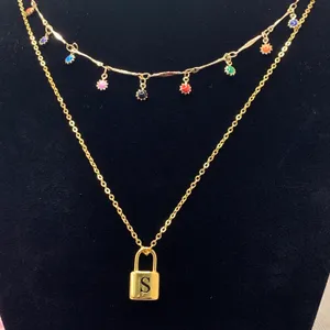 Lock Trendy Gold Letter S Pendant thumbnail 5