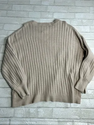 Aerie Women's Ribbed Crewneck Sweater - Beige Size Medium thumbnail 2