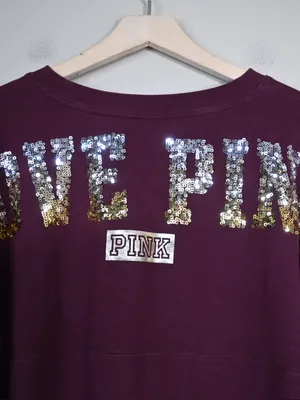 Victoria's Secret PINK Women's M Sequin Embellished Fleece Lined Pullover Shirt thumbnail 6