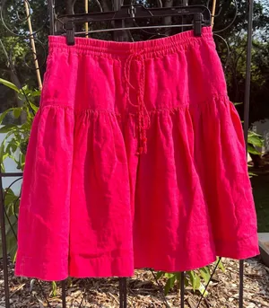 Gap Women’s Hot Pink Linen Tiered Skirt Size XS Boho Y2K Peasant Colorful thumbnail 1