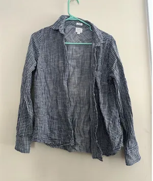 J. Crew Boy Fit Navy Blue White Gingham Checked Button Down Shirt Small Cotton thumbnail 1