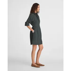 Madewell Tucked Mini Shirtdress in Summit Green Pima Cotton Poplin NEW 4 thumbnail 3
