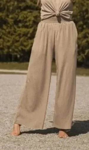 Jackson Rowe Ribbed Wide Leg Pants‎ Women's Medium High Waist Smocked Waistband thumbnail 1