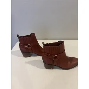 Sam Edelman Dalma‎ Ankle Biker Boots Size 8 Spiced Red Leather Western Boho thumbnail 3