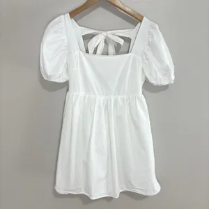 Forever 21 Dress White Puff Sleeve Tie Back Babydoll Mini Dress Cottagecore S thumbnail 6