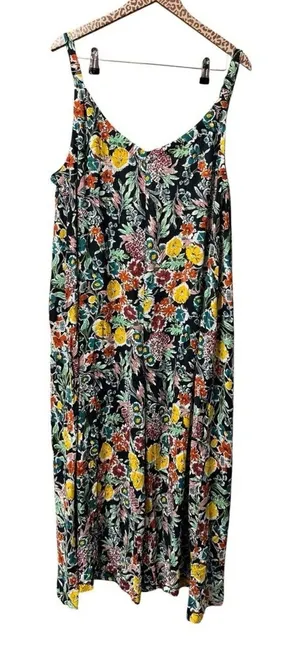 Natural Life Floral Wide Leg Sleeveless Cropped Jumpsuit Multicolor XL NEW thumbnail 1