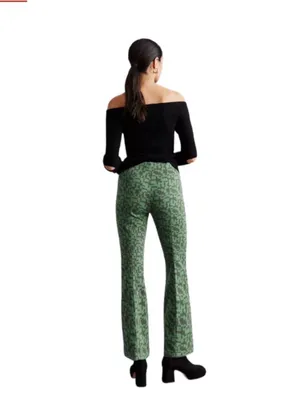 Maeve The Margot Kick-Flare Cropped Pants Sz Small Green Grey Funky Teacher thumbnail 2