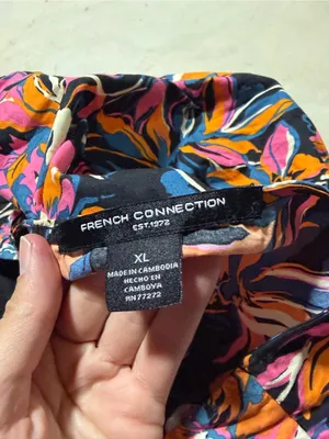French Connection orange pink blue Floral Twist-Front Maxi Dress XL thumbnail 8