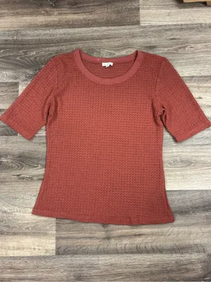 Anthropologie Pilcro Waffle Knit Short Sleeve Shirt Women’s Large thumbnail 2