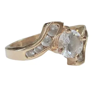 14K Hard Gold Electroplated CZ Ring Sz 7‎ thumbnail 3