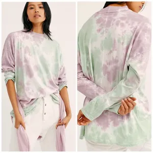 Free People We The Free Tie Dye Long Sleeve Cotton Tee Small thumbnail 2