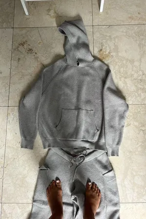 Edikted Gray Knit Hoodie & Cargo Pant Set thumbnail 6