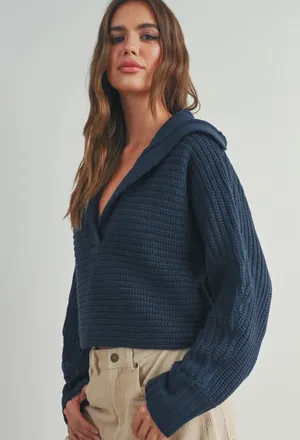 Boutique Navy Oversized Sweater thumbnail 3