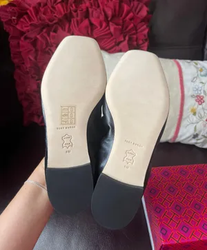 Tory Burch square toe bow ballet nappa leather color black NIX size 8 thumbnail 2