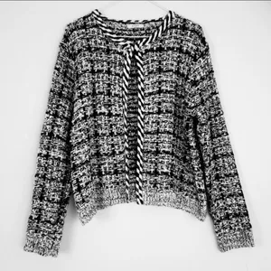 Sioni Tweed Boucle Knit Cardigan Sweater Blazer Women's Size Small thumbnail 3