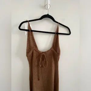 Brown Knit Halter Maxi Dress Size Medium New With Tag thumbnail 6