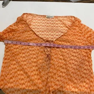 Dippin Daisys Mesh Tie Front Long Sleeve Top Peach Retro thumbnail 6