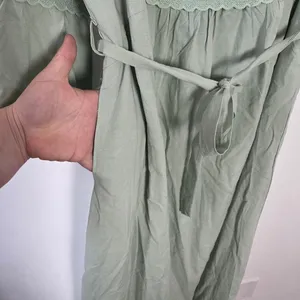 NEW Merokeety Peasant Maxi Dress Sage Pistachio Green Boho Cottagecore Modest L thumbnail 6