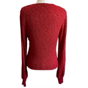 LAmade Womens Red Twist Front V-Neck Long Sleeve Textured Knit Top Size M | 0084 thumbnail 2