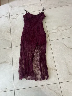 Urban Outfitters Burgundy Lace Mini Dress Size Large thumbnail 2