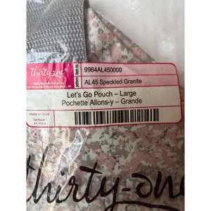 Thirty-One Let's Go Pouch Large Speckled Granite Pink Grey 9964 Travel Bag NIP‎ thumbnail 2