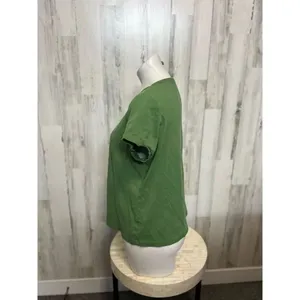 Solid Olive Green Short Sleeve T-Shirt Womens Size XL Casual Scoop Neck Basic Te thumbnail 2
