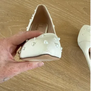 Lulu’s Pointed Toe Pumps Pearls Petitee Size US10 White thumbnail 3