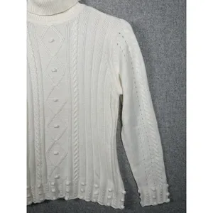 NWT RXB XL Sweater‎ Turtleneck Womens Top Cream Long Sleeve Ribbed Holiday thumbnail 4