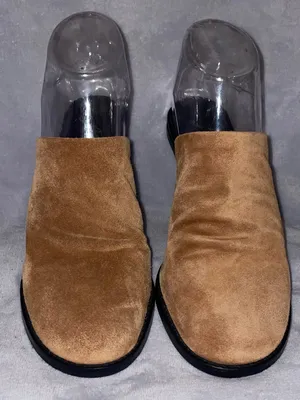 Free People NWT Women Size 36.5 / 6.5 Cognac Brown Suede Leila Heeled Mule Heels thumbnail 2