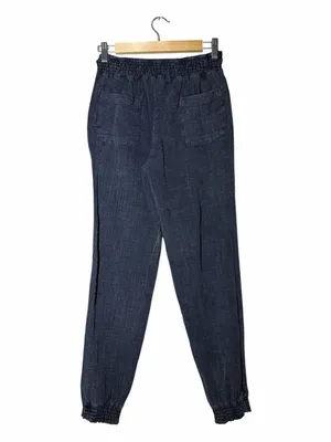 Ocean Drive Washed Black Drawstring Textured Joggers with White Cord Small thumbnail 2