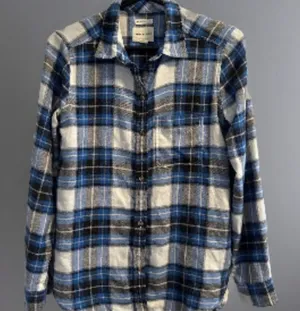 American Eagle Outfitters AHH-MAZINGLY SOFT Boyfriend Fit Blue Flannel Shirt thumbnail 1