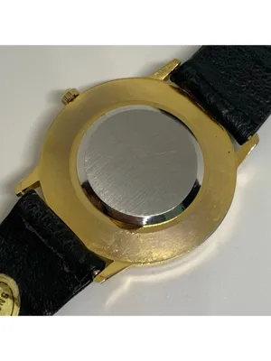 Vintage moulin women watch floating crystals gold tone 33mm black running thumbnail 5